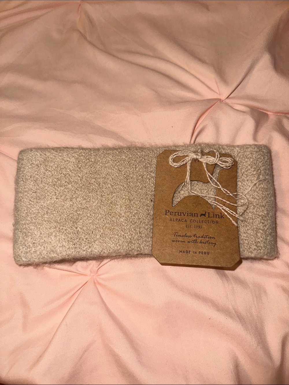 Peruvian Link Alpaca Collection Cream Alpaca Knit Headband NWT Made in Peru